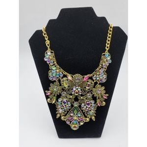Fashion statement Multicolor rhinestone Bib necklace